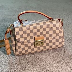 NEVER WORN White Plaid Designer Shoulder Bag